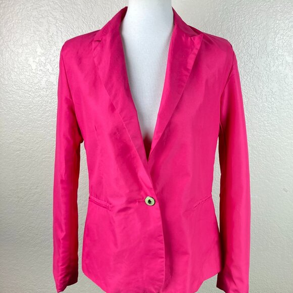 Zara Woman Women's Pink Lightweight One Button Lined Business Blazer Sz L - Picture 1 of 7